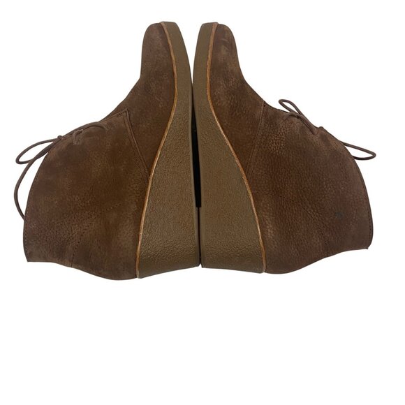 Lucky Brand Junes Nutmeg Embossed Nubuck Wedge Leather Booties‎ Size 7 - Picture 4 of 10